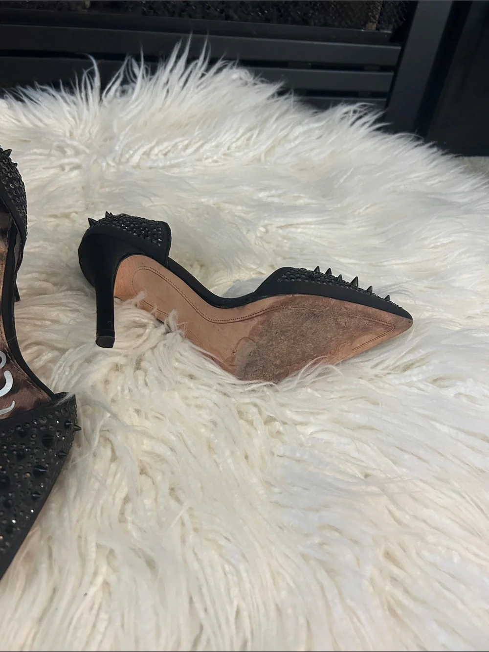 Sam Edelman Black Spike Embellished Pointed Toe Pumps size 4.5